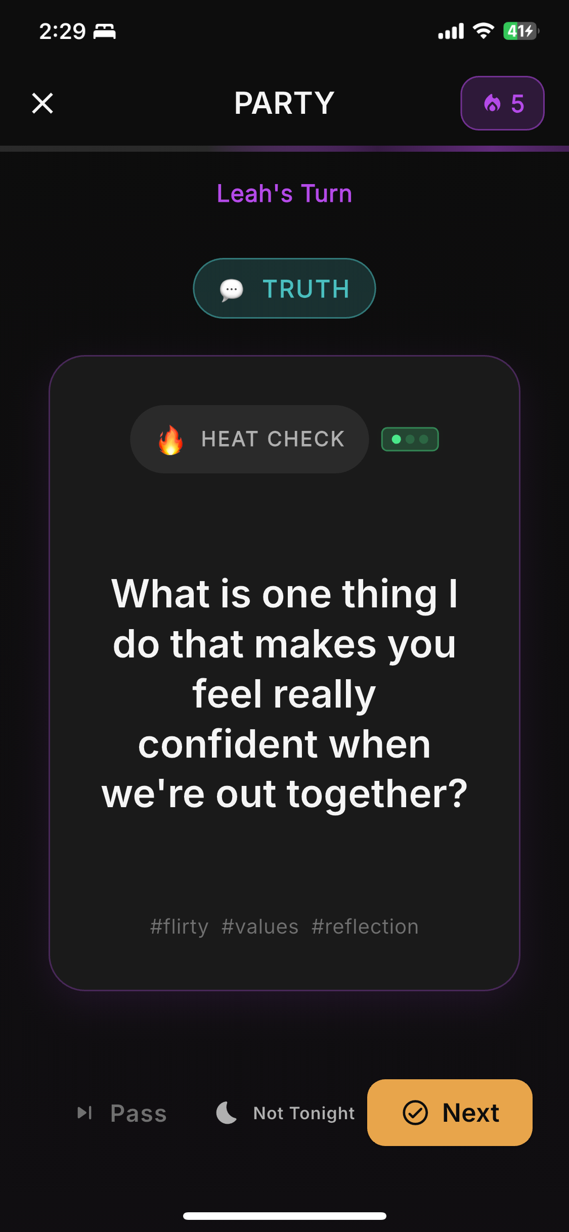 Between Us question card